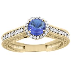 1.08 CTW Tanzanite & Diamond Ring 14K Yellow Gold - REF-63V4R