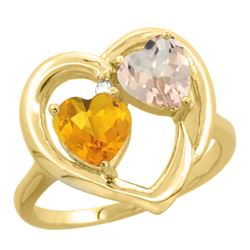 1.91 CTW Diamond, Citrine & Morganite Ring 10K Yellow Gold - REF-26N5Y