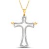 Image 1 : Womens Round Diamond Cross Open Arms Pendant 1/5 Cttw 10kt Yellow Gold - REF-13K9Y