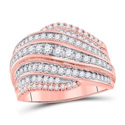 Womens Round Diamond Fashion Band Ring 1 Cttw 14kt Two-tone Gold - REF-95N9F