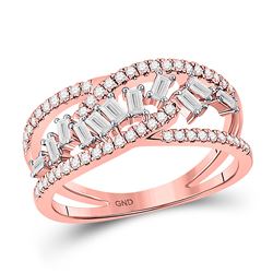 Womens Baguette Diamond Scattered Band Ring 1/2 Cttw 14kt Rose Gold - REF-40H9R