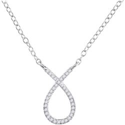 Womens Round Diamond Teardrop Necklace 1/10 Cttw 10kt White Gold - REF-9R5X