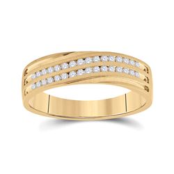 Mens Round Diamond Wedding Band Ring 1/4 Cttw 10kt Yellow Gold - REF-35W5K