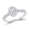 Image 1 : Womens Round Diamond Oval Cluster Ring 1/2 Cttw 10kt White Gold - REF-34X5A