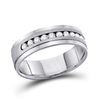 Image 1 : Mens Machine Set Round Diamond Wedding Channel Band Ring 1/2 Cttw 14kt White Gold - REF-74F9W