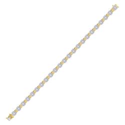 Womens Round Diamond Cluster Link Bracelet 2-1/5 Cttw 14kt Yellow Gold - REF-164F5W