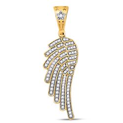 Mens Round Diamond Angel Wing Charm Pendant 1/2 Cttw 10kt Yellow Gold - REF-27H9R