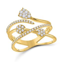 Womens Round Diamond Abstract Fashion Ring 1/2 Cttw 14kt Yellow Gold - REF-49A9M