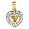 Image 1 : Womens Round Yellow Color Enhanced Diamond Heart Frame Pendant 1/3 Cttw 10kt Yellow Gold - REF-14K9Y