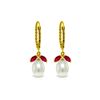 Image 1 : Genuine 9 ctw Ruby & Pearl Earrings 14KT Yellow Gold - REF-41P4H