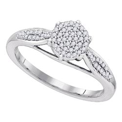 Womens Round Diamond Circle Cluster Ring 1/5 Cttw 10kt White Gold - REF-15K9Y