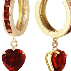 Genuine 4.1 ctw Garnet Earrings 14KT Yellow Gold - REF-52F2Z