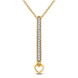 Womens Round Diamond Heart Bar Pendant 1/12 Cttw 10kt Yellow Gold - REF-15Y9N