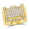 Image 1 : Mens Round Diamond Square Cluster Ring 1-1/2 Cttw 10kt Yellow Gold - REF-122N5F