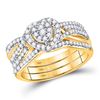 Image 1 : Round Diamond Bridal Wedding Ring Band Set 1/2 Cttw 10kt Yellow Gold - REF-49M9H