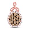 Image 1 : Womens Round Brown Diamond Oval Cluster Pendant 7/8 Cttw 14kt Rose Gold - REF-43R5X