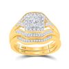 Image 1 : Princess Diamond Bridal Wedding Ring Band Set 1/2 Cttw 14kt Yellow Gold - REF-71W9K