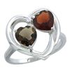 Image 1 : 2.61 CTW Diamond, Quartz & Garnet Ring 14K White Gold - REF-33M9A