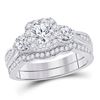 Image 1 : Round Diamond Bridal Wedding Ring Band Set 1 Cttw 14kt White Gold - REF-154W9K