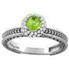 Image 1 : 0.67 CTW Peridot & Diamond Ring 14K White Gold - REF-53M3K