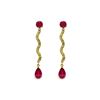 Image 1 : Genuine 4.35 ctw Ruby & Diamond Earrings 14KT Yellow Gold - REF-73T6A