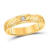 Image 1 : Mens Round Diamond Hammered Solitaire Wedding Ring 1/12 Cttw 14kt Yellow Gold - REF-41X5A