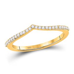 Womens Round Diamond Chevron Stackable Band Ring 1/6 Cttw 10kt Yellow Gold - REF-17F5W