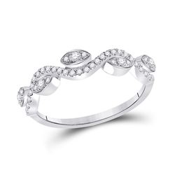 Womens Round Diamond Wavy Band Ring 1/5 Cttw 10kt White Gold - REF-19K5Y