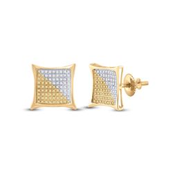 Mens Round Yellow Color Enhanced Diamond Kite Square Earrings 1/2 Cttw 10kt Yellow Gold - REF-18Y9N