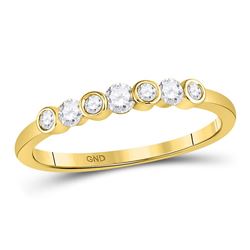 Womens Round Diamond Bezel Stackable Band Ring 1/4 Cttw 10kt Yellow Gold - REF-15A9M