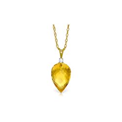 Genuine 9.55 ctw Citrine & Diamond Necklace 14KT Yellow Gold - REF-25R3P