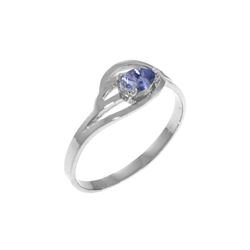 Genuine 0.30 CTW Tanzanite Ring 14KT White Gold - REF-32F8Z