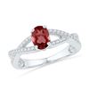 Image 1 : Womens Oval Lab-Created Garnet Diamond Solitaire Ring 1/3 Cttw 10kt White Gold - REF-15Y5N