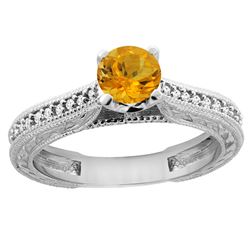 0.57 CTW Citrine & Diamond Ring 14K White Gold - REF-53N2Y