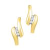 Image 1 : Womens Round Diamond J Hoop Earrings 1/8 Cttw 10kt Yellow Gold - REF-15N9F