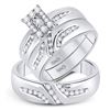 Image 1 : His Hers Round Diamond Solitaire Matching Wedding Set 1/3 Cttw 10kt White Gold - REF-32H5R
