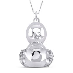 Womens Round Diamond Duck Animal Pendant 1/10 Cttw 10kt White Gold - REF-25X9A