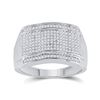 Image 1 : Mens Round Diamond Cluster Ring 1/2 Cttw 10kt White Gold - REF-31M5H