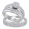 Image 1 : His Hers Round Diamond Cluster Matching Wedding Set 1/2 Cttw 10kt White Gold - REF-46N5F