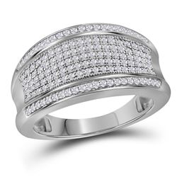 Womens Round Diamond Pave Band Ring 1/2 Cttw 10kt White Gold - REF-27X9A