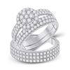 Image 1 : His Hers Round Diamond Cluster Matching Wedding Set 2-1/3 Cttw 14kt White Gold - REF-153K5Y