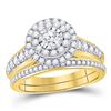 Image 1 : Round Diamond Bridal Wedding Ring Band Set 1 Cttw 14kt Yellow Gold - REF-98W5K
