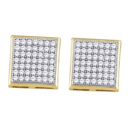 Womens Round Diamond Square Cluster Earrings 1/3 Cttw 10kt Yellow Gold - REF-17M5H