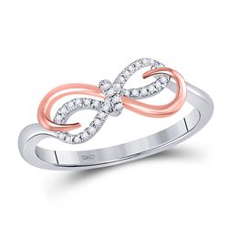Womens Round Diamond Infinity Ring 1/12 Cttw 10kt Two-tone Gold - REF-10A5M