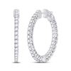 Image 1 : Womens Round Diamond Single Row Hoop Earrings 3 Cttw 14kt White Gold - REF-219K5Y