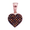 Image 1 : Womens Round Red Color Enhanced Diamond Heart Pendant 1/10 Cttw 10kt Rose Gold - REF-8W5K