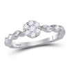 Image 1 : Womens Round Diamond Flower Cluster Stackable Band Ring 1/4 Cttw 10kt White Gold - REF-19M9H