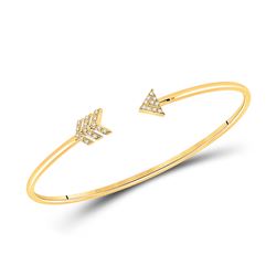 Womens Round Diamond Arrow Bangle Bracelet 1/10 Cttw 10kt Yellow Gold - REF-19Y5N