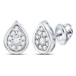 Womens Round Diamond Teardrop Stud Earrings 1/4 Cttw 14kt White Gold - REF-21A5M