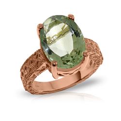 Genuine 7.5 ctw Green Amethyst Ring 14KT Rose Gold - REF-125A9K